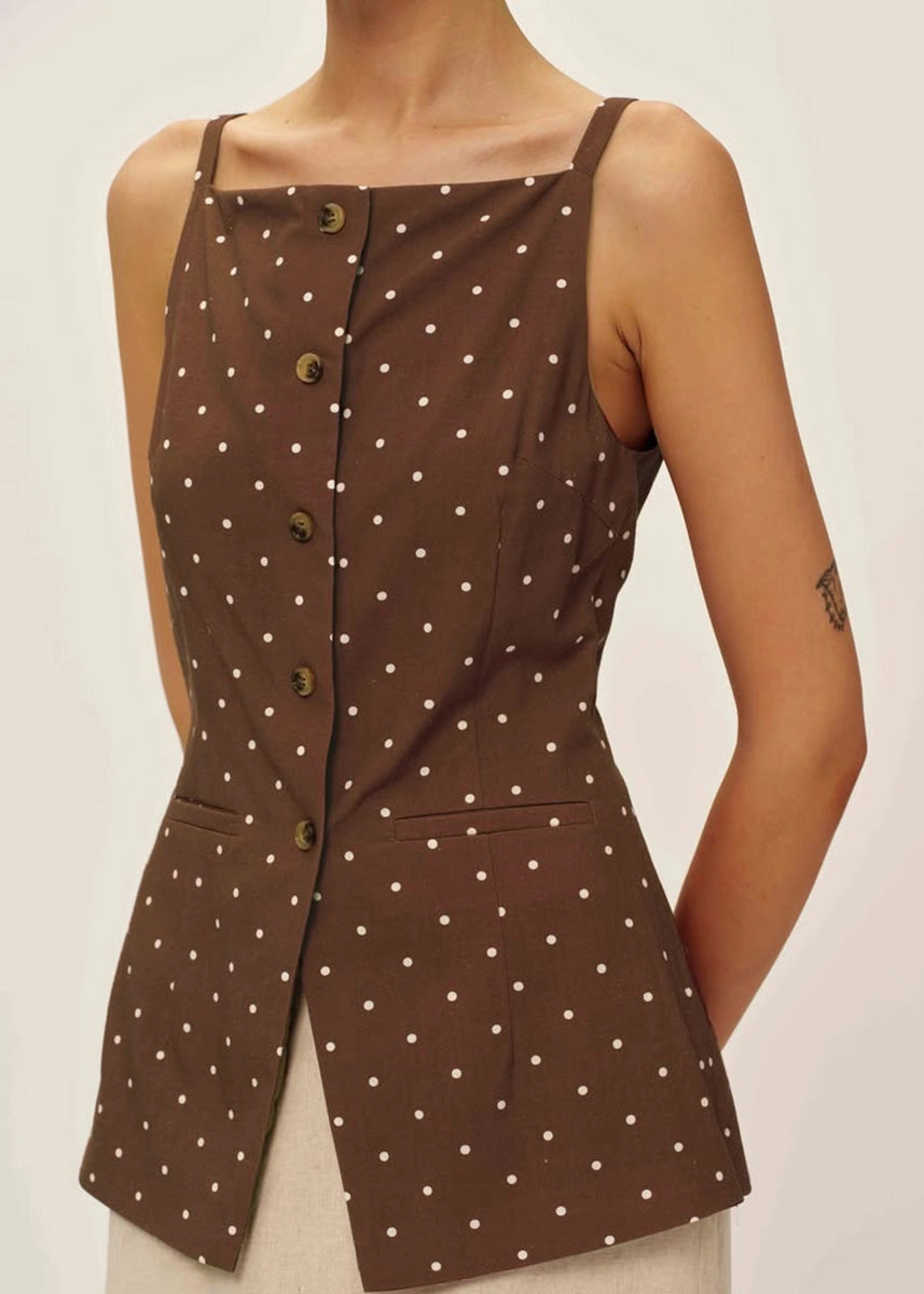 Elsie Top - Brown Ivory Dot Tension Balanced Design