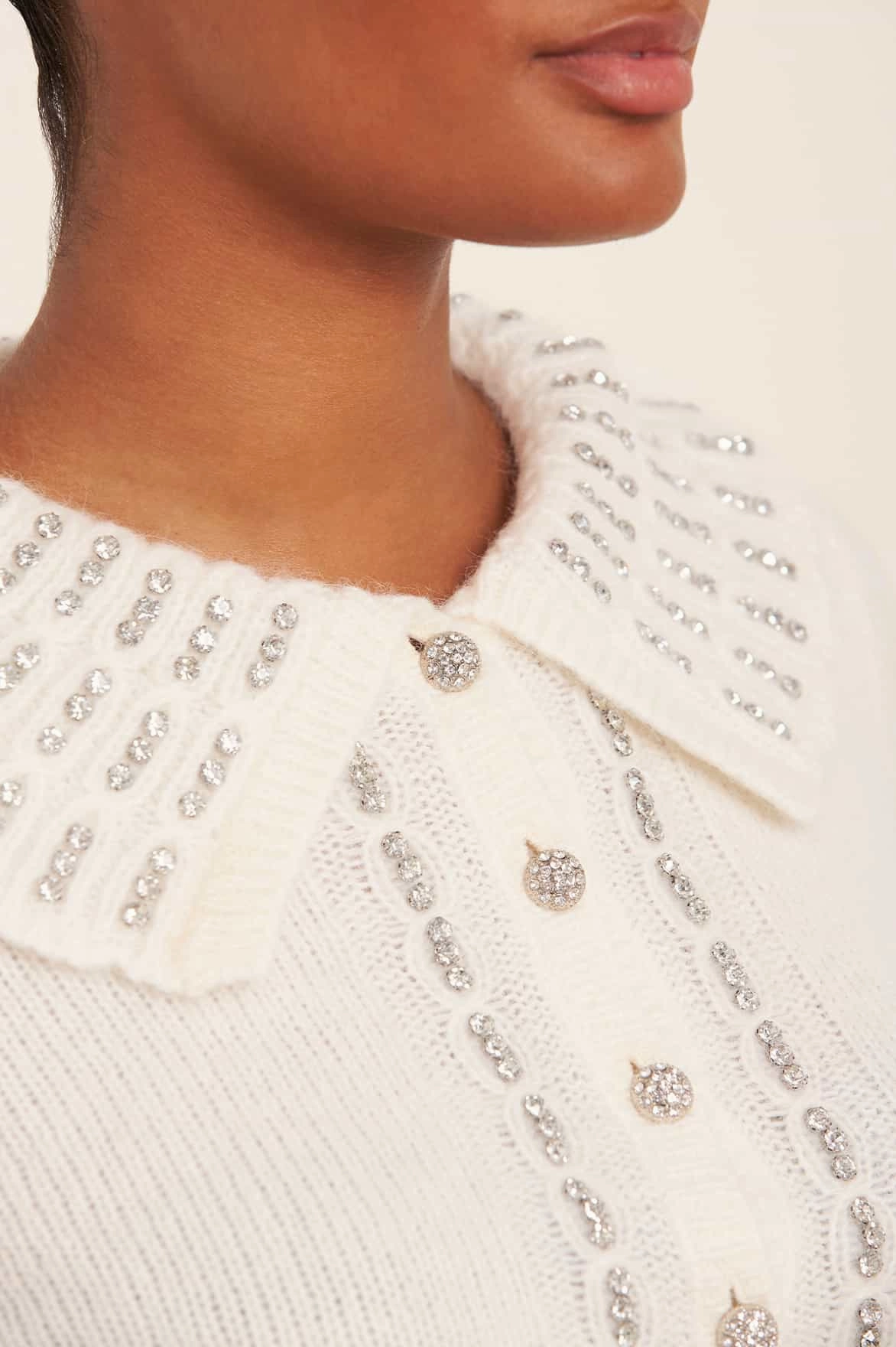 Embellished Collar Short Cardigan Weekend Ready