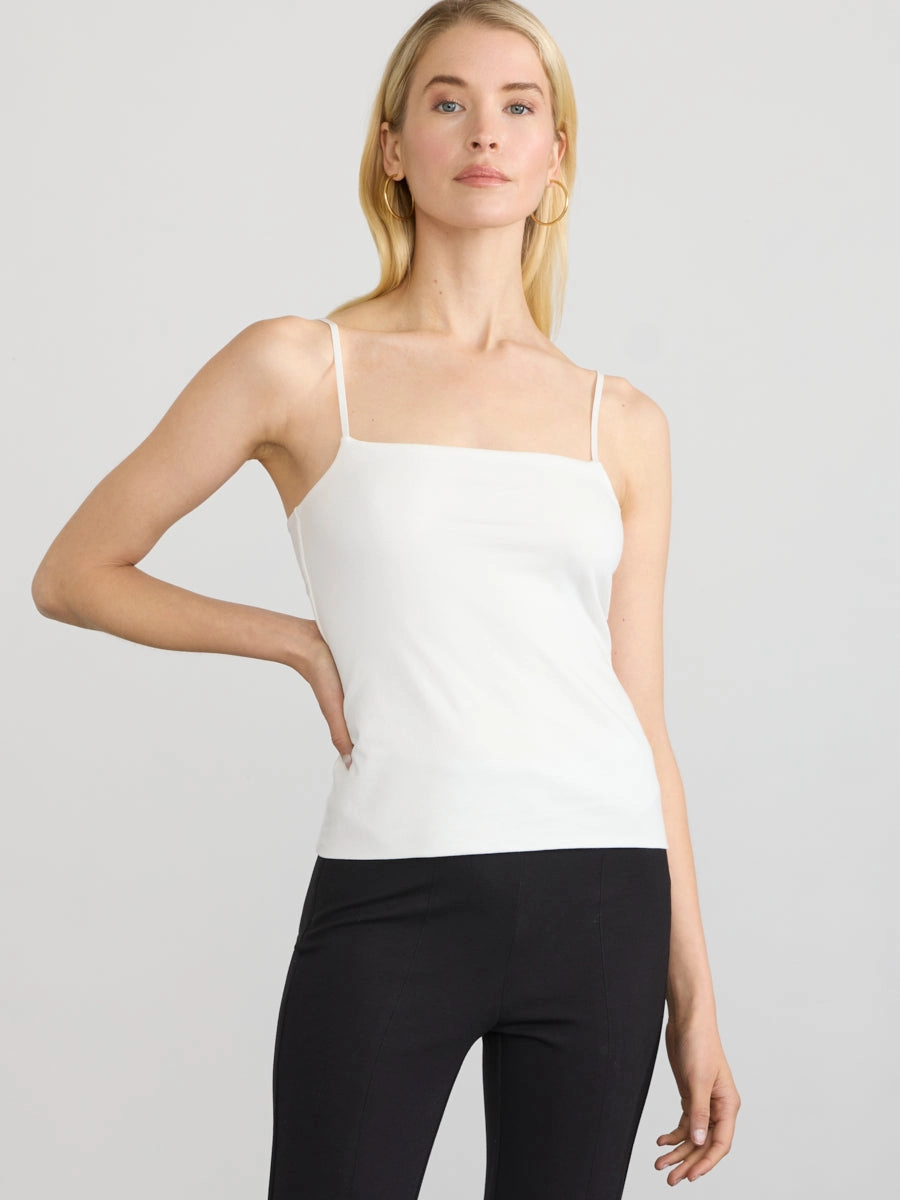 STRETCH PIMA SQUARE NECK TANK Flowing Design SoftKnit