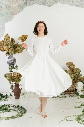 Classic Dress, Long Sleeve, White Magnolia All Season Style
