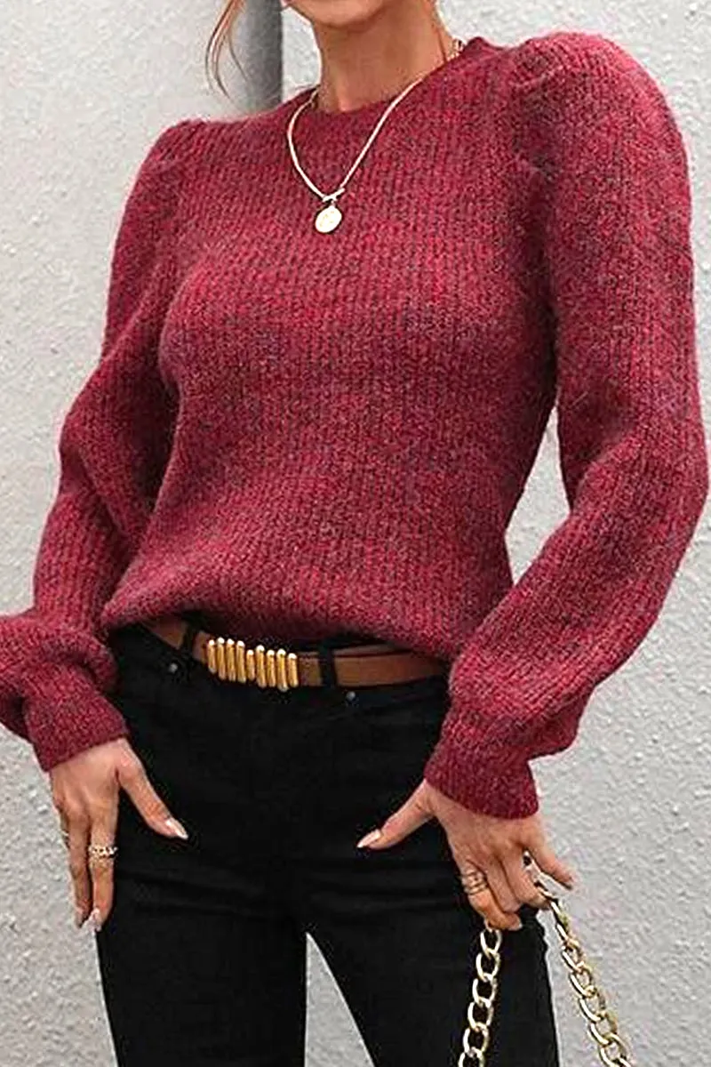 MidweightKnit Tactile Soft Texture LOOSE FIT LEG OF MUTTON SLEEVE KNIT WARM SWEATER
