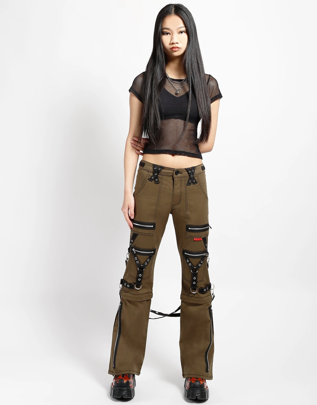 ZIP TO ZIP PANT ARMY Breathable mesh Active Flex