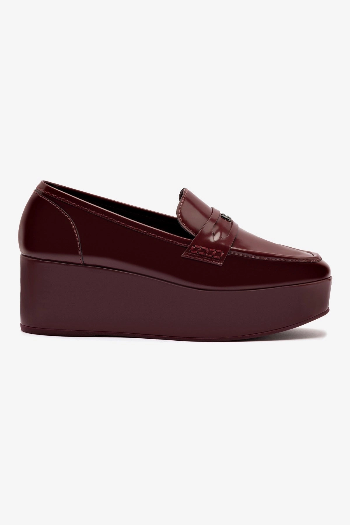 Comfort Path Suki Flatform Loafer In Burgundy Box Leather
