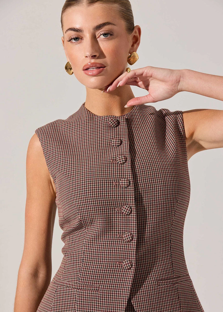 Gisselle Vest - Brown Wine Plaid ButterySoftTextile