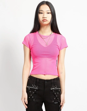 Fitted Blouse BABY TEE FISHNET PINK