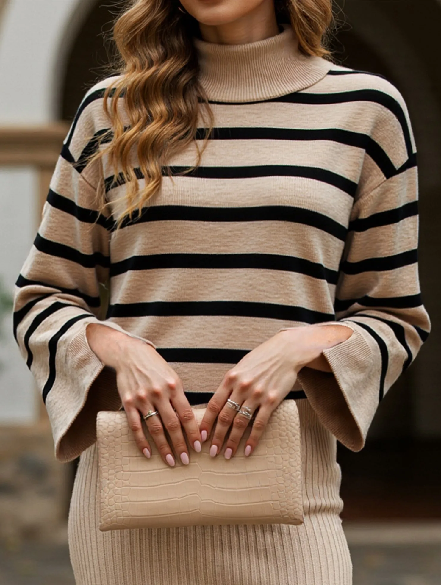 Striped turtleneck sweater Simple Comfort Wear