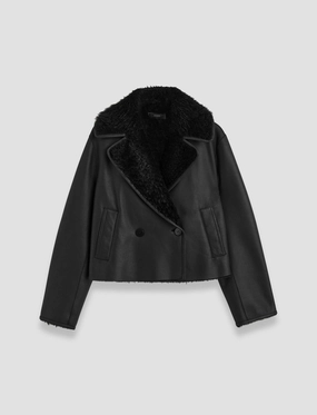 Rousse Textured Shearling Jacket Elasticized Edging DoubleLayeredHem