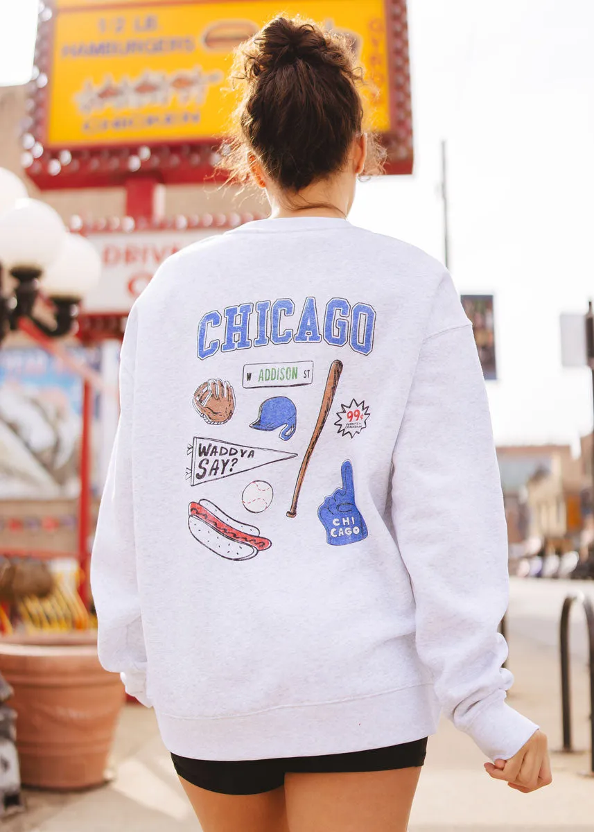 Knitted Fashion Fade Resistant Textiles Chicago Game Day Icons Sweatshirt