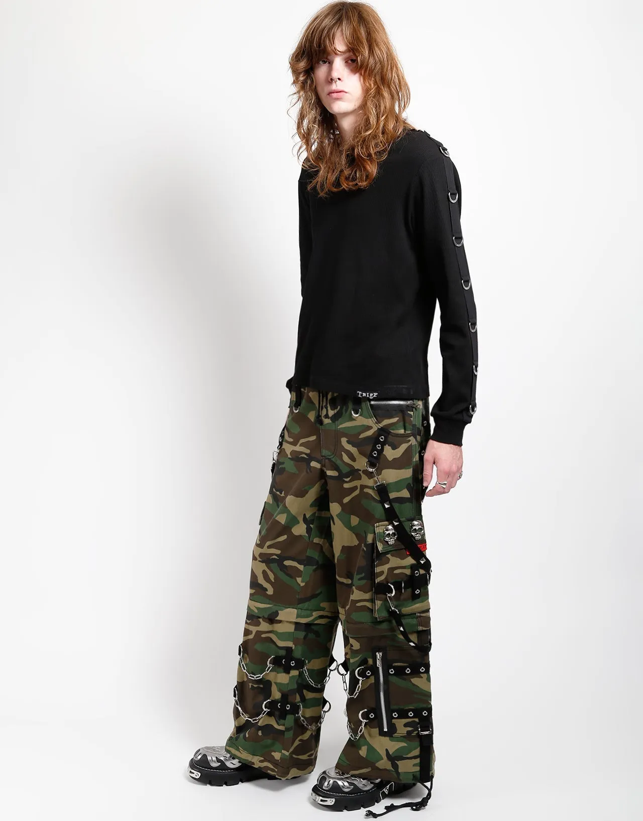 All Around Fit Cozy and Soft SKULL DENIM STUD PANT CAMO