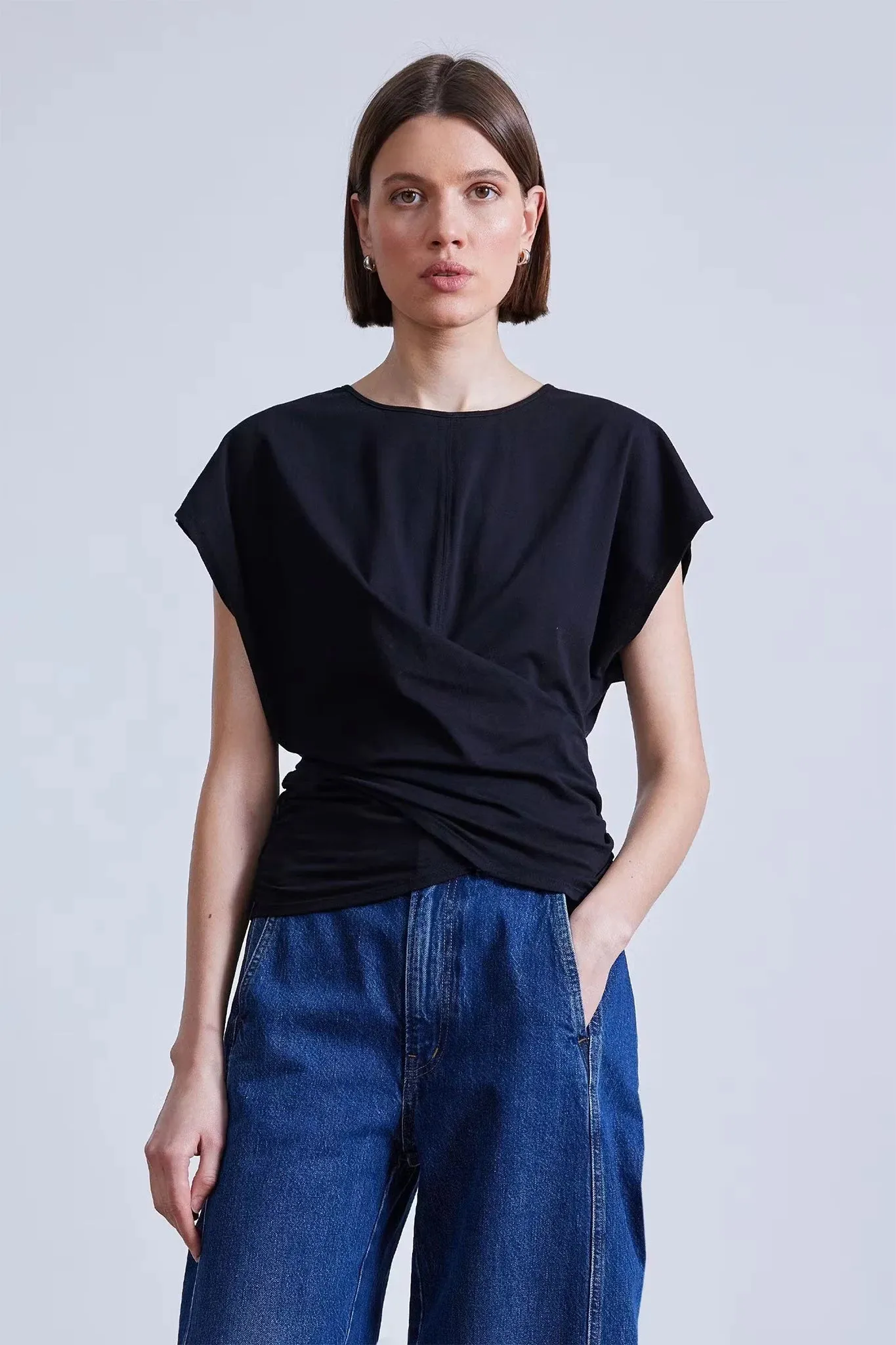 Standard Body Fit Easy Care Fabric Twist Drape Tee