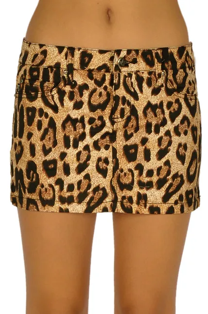 Mini Skirt Leopard Print tech fabric