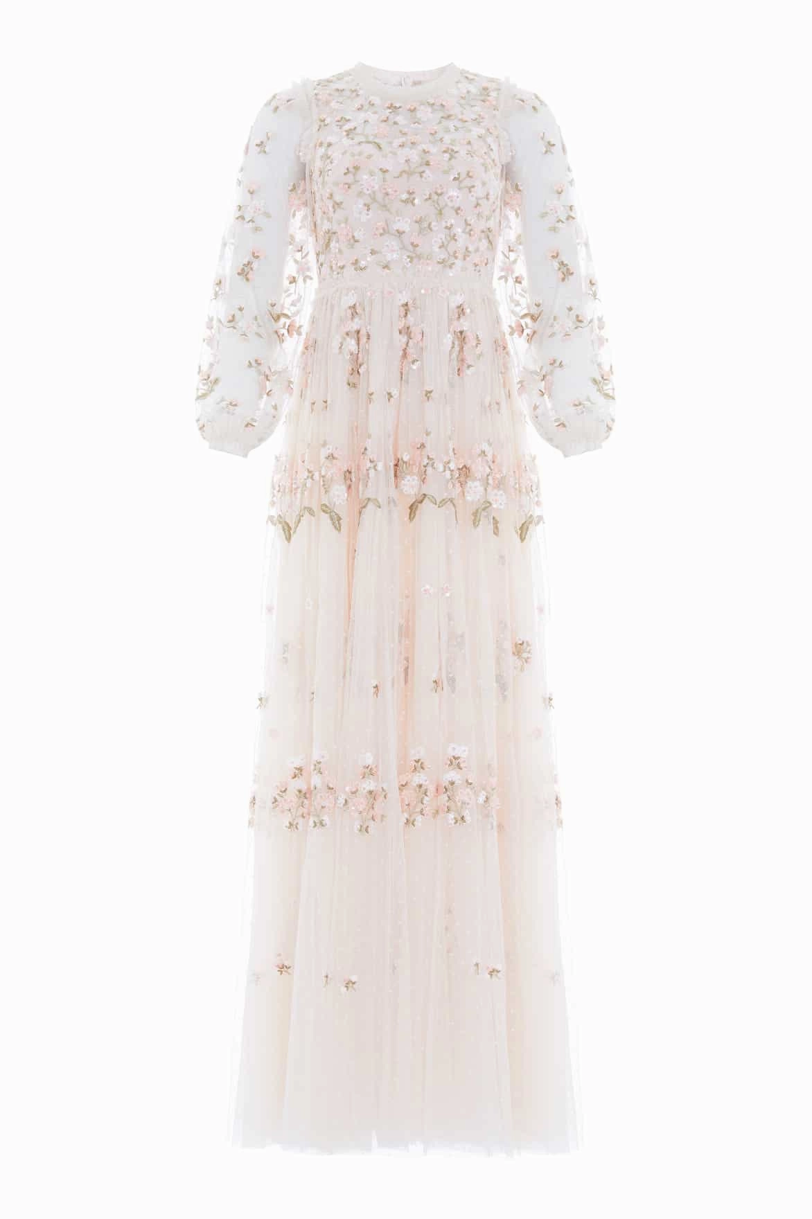 Clean Drape Posy Round Neck Gown