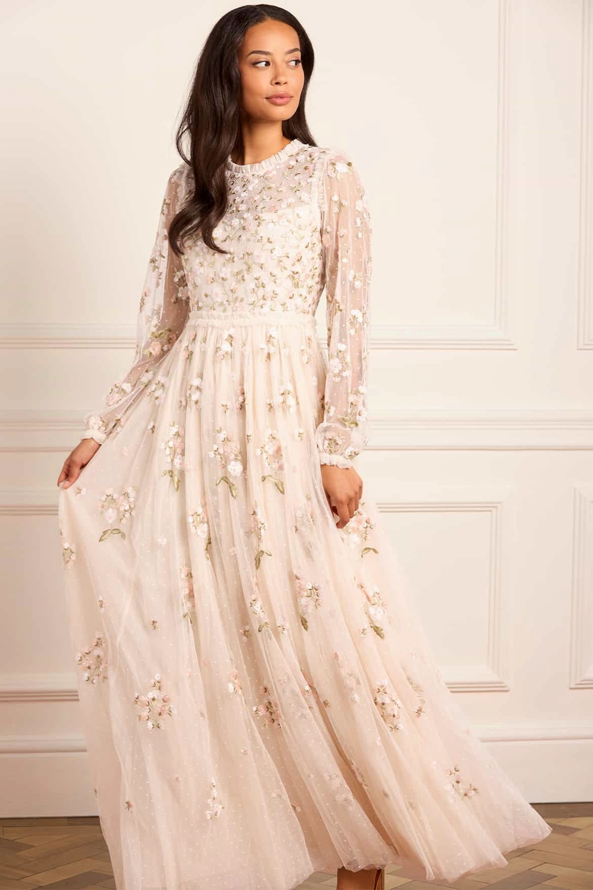 garden wedding Smart Fabric Posy Round Neck Gown