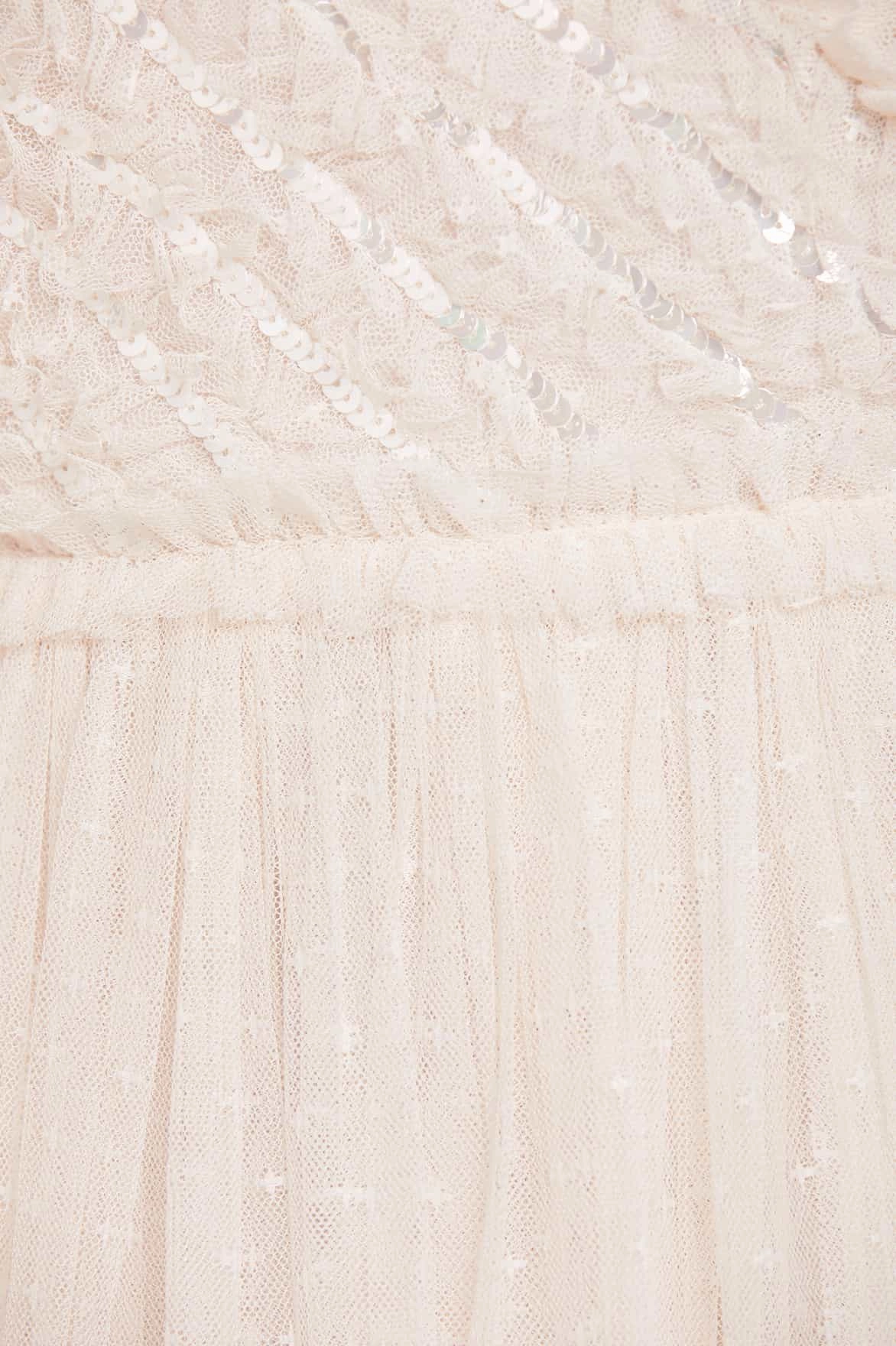 Classic Wardrobe Piece Chilly Comfort Spiral Sequin Bodice V-Neck Ankle Gown