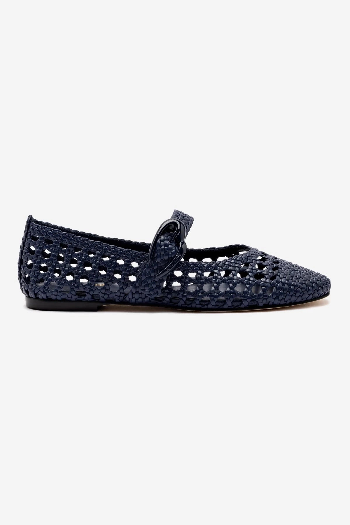 Chic Sole Verona Macrame Ballet Flat In Navy Leather