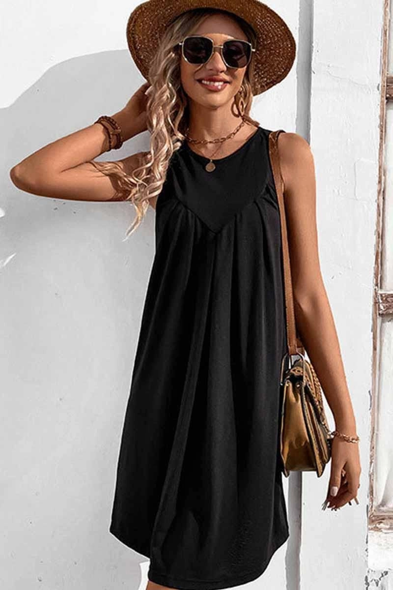 Flexible Cut All-season garment CASUAL SLEEVELESS SHORT DRESS