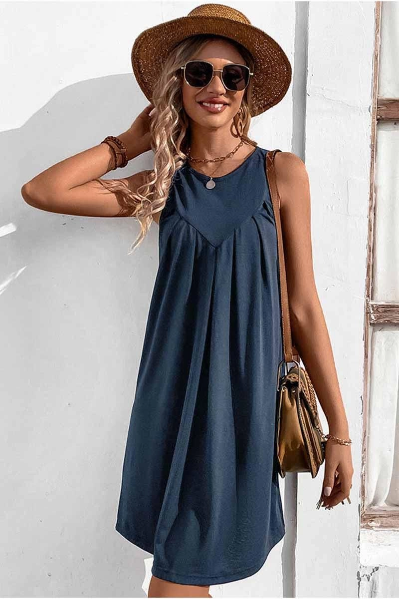 Chic Style Wear CASUAL SLEEVELESS SHORT DRESS