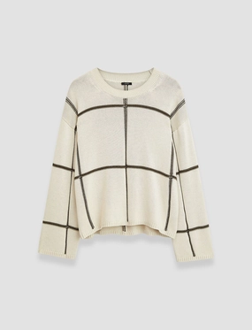 Tagless Label System Layer Option Grid Cotton Silk Crew Neck Jumper