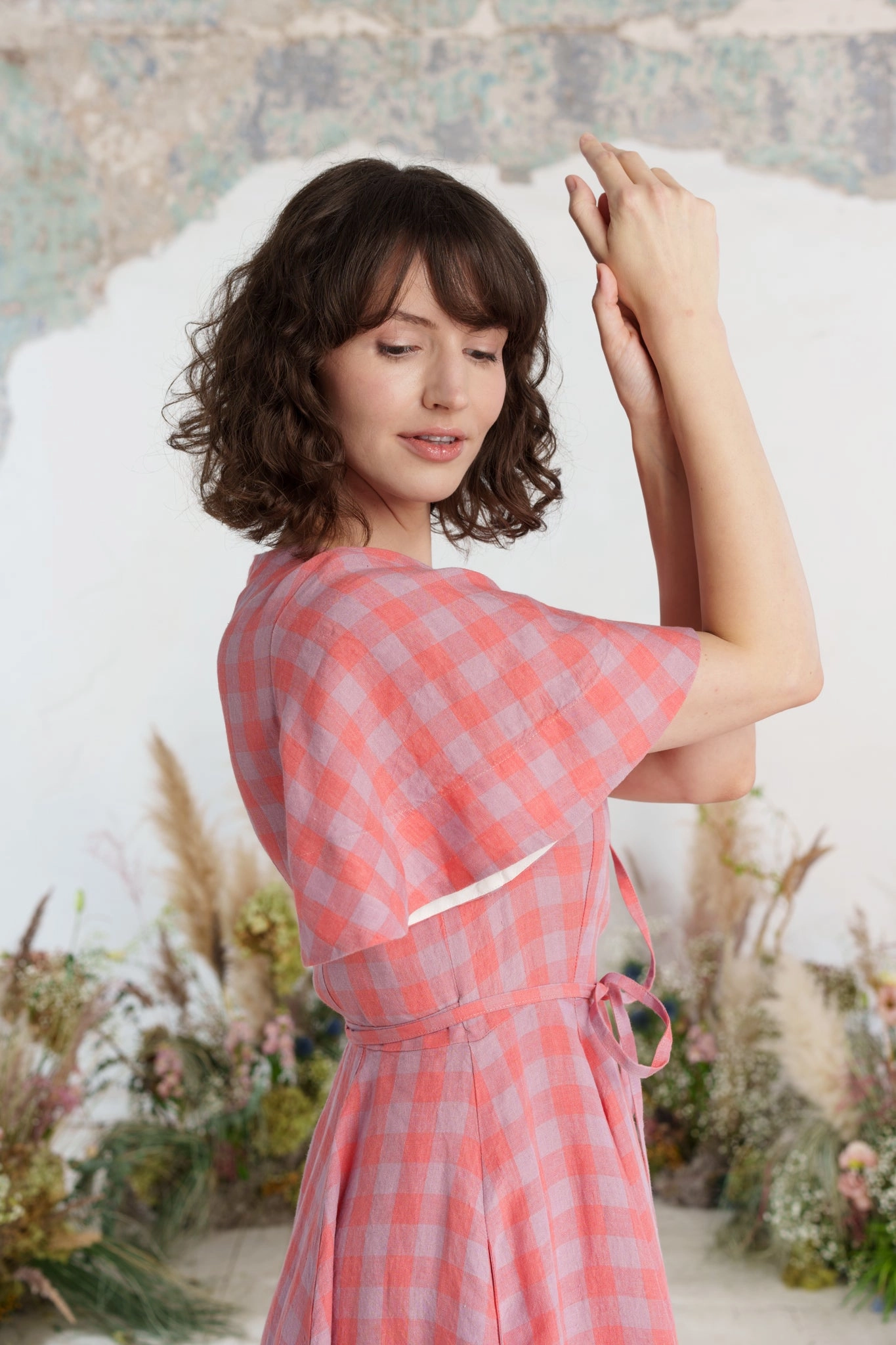 Vibrant pattern Wrap Dress, Butterfly Sleeve