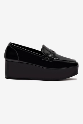 Suki Flatform Loafer In Black Box Leather Shop Trip