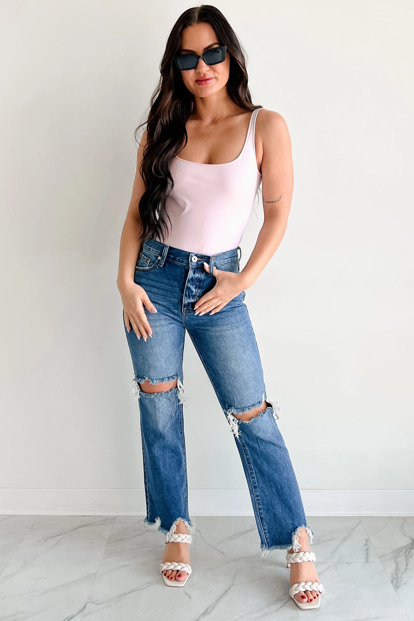 Summer Feels Forever Sleeveless Faux Leather Bodysuit (Lavender) Active Lifestyle Pilates Session Soft Waistband