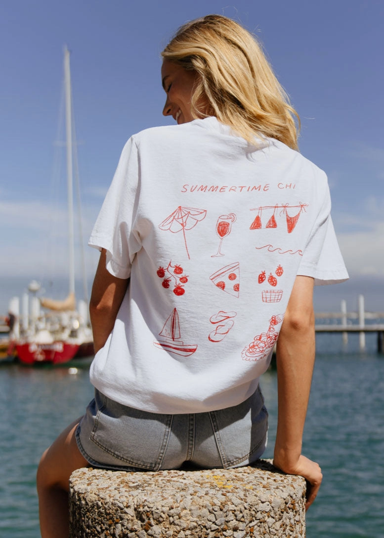 Summertime Chi Sketch Icons Oversized Tee Office Wear