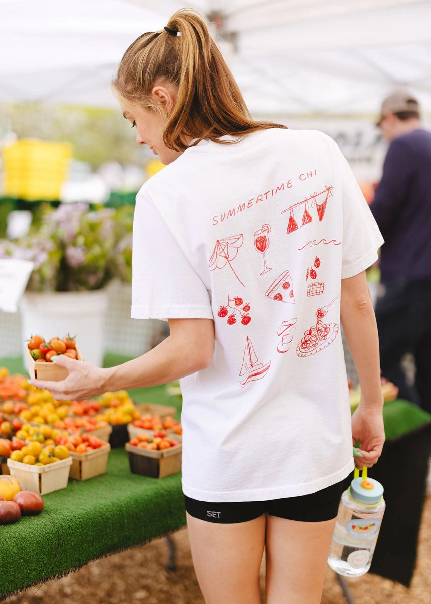 Summertime Chi Sketch Icons Oversized Tee ErgonomicSleeves Relaxed Fit Shirt