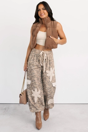 All Rounder Effortless casual Sun Comes Up POL Drawstring Denim Joggers (Beige Camo)