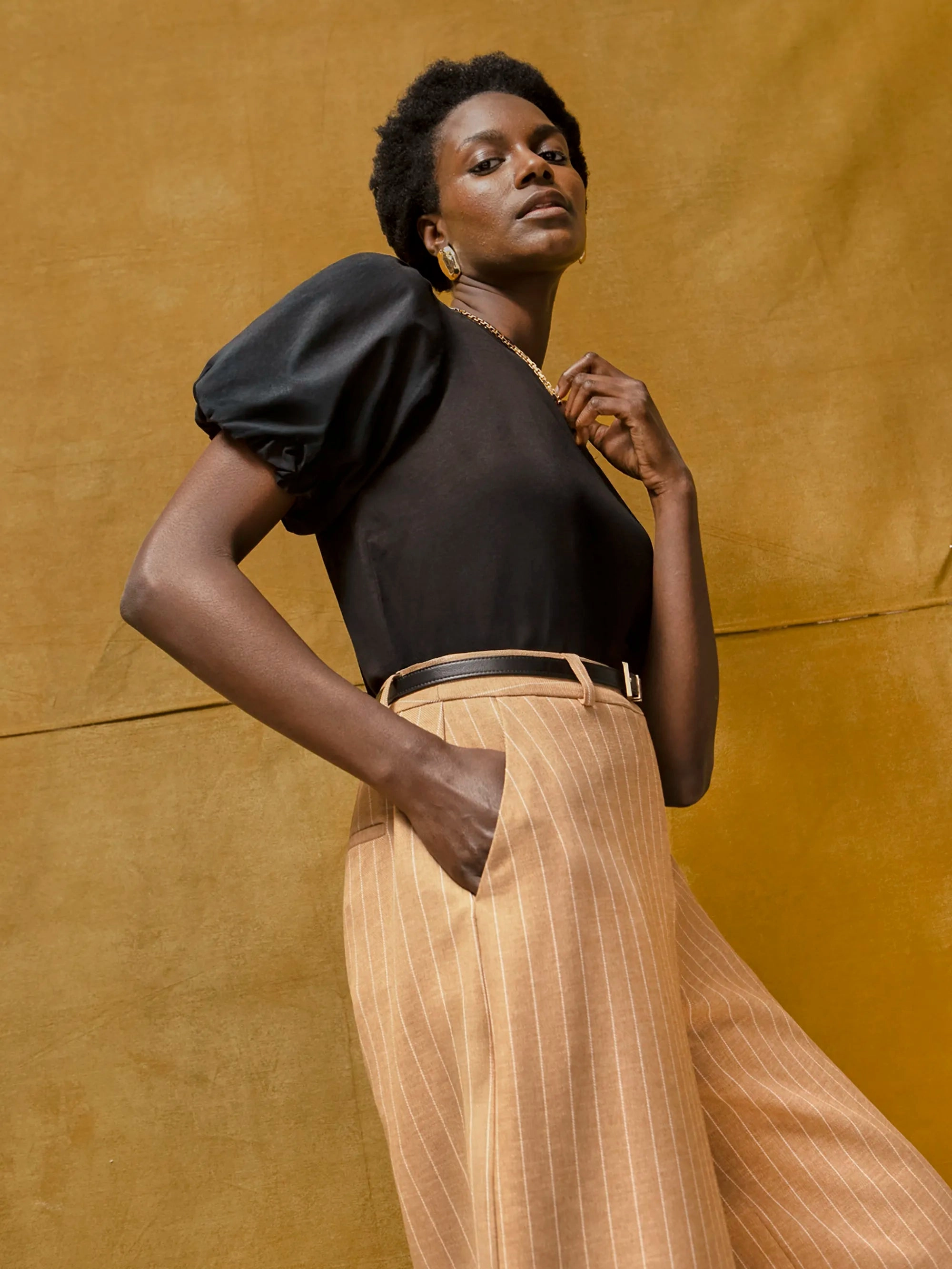 Black Pure Cotton Puff Sleeve T-Shirt AllDayComfort