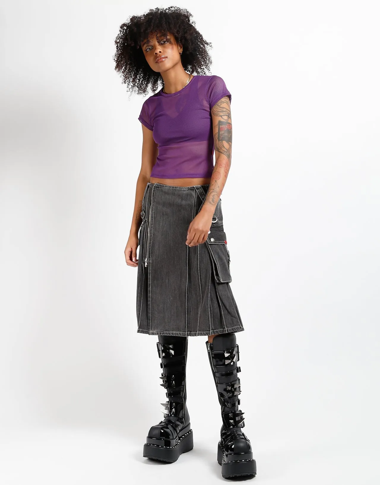 Minimal Look OrganicCotton SUPER KILT BLACK DENIM