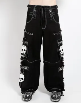 Durable Seam Construction Slim Waist SUPER SKULL PANT WHITE SKULL