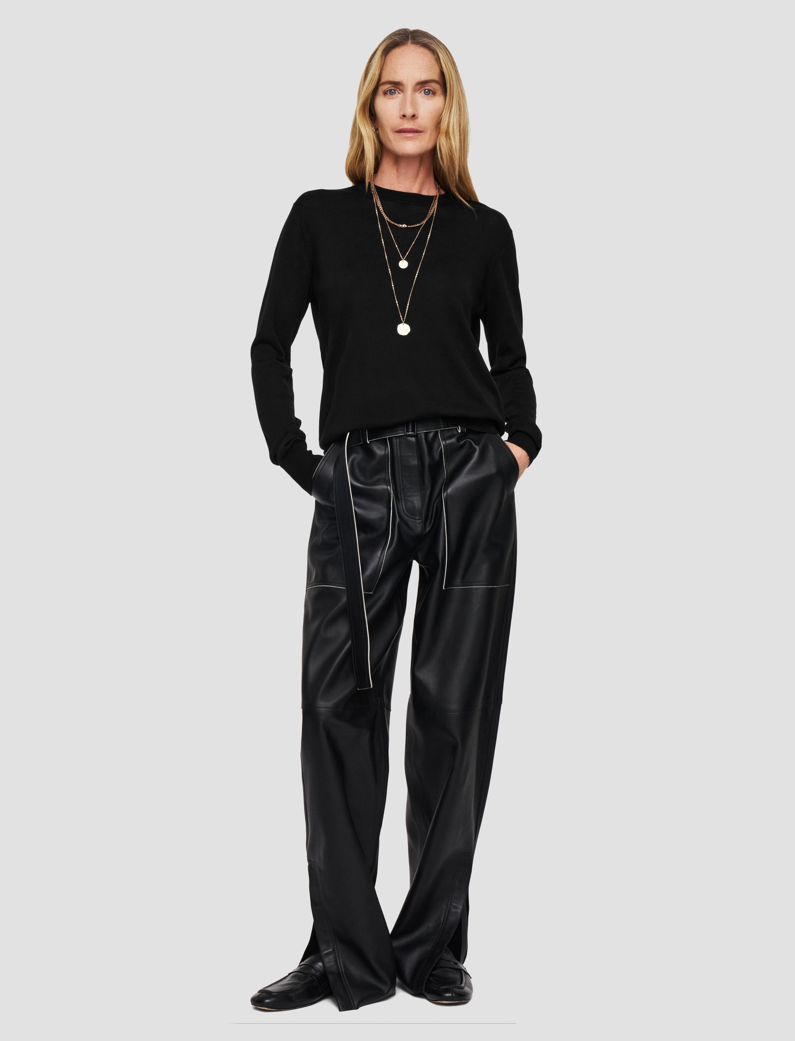 Superfine Cotton Silk Round Neck Jumper Reinforced Shoulder Seams Breathable Material