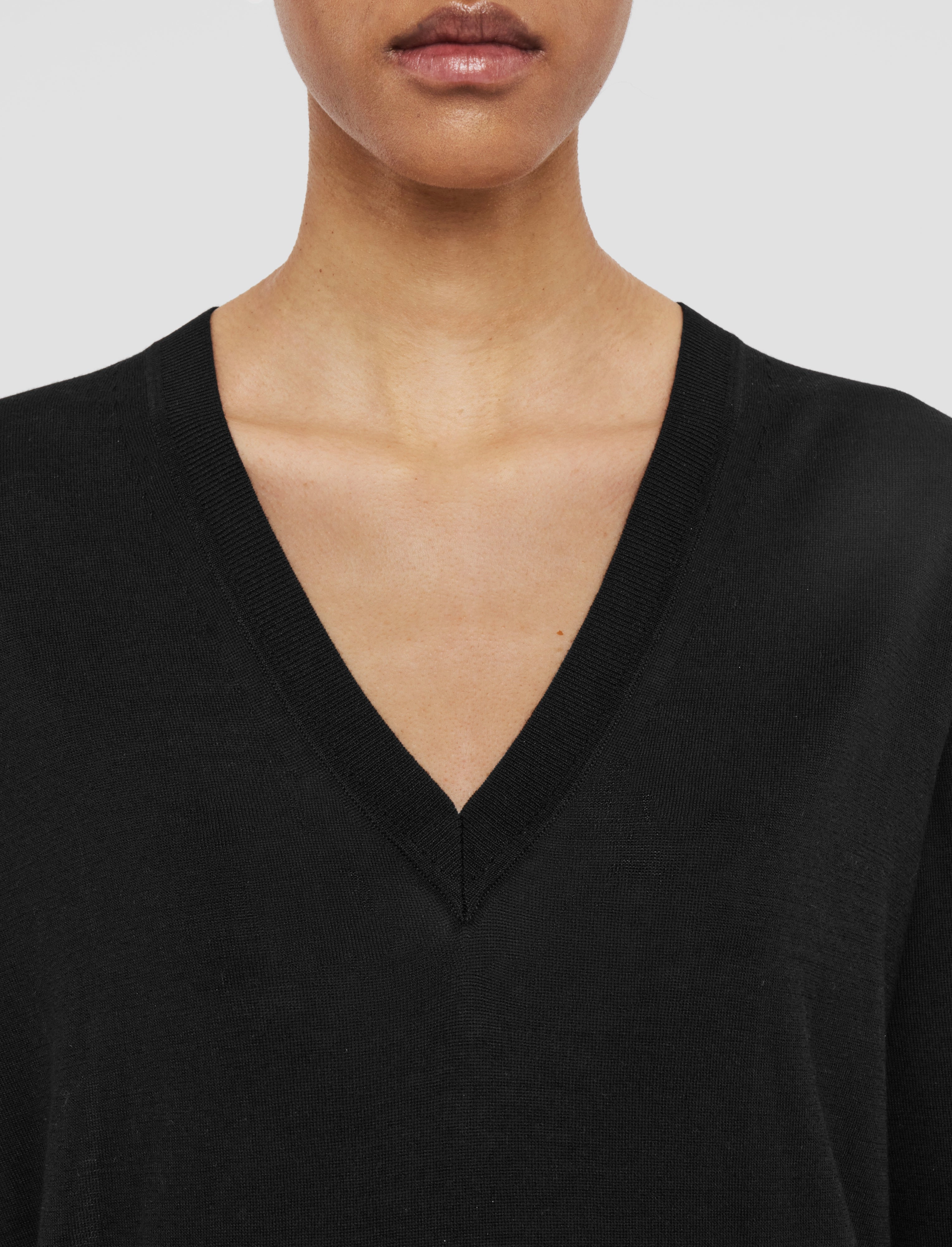 High Elasticity Superfine Cotton Silk V Neck Jumper