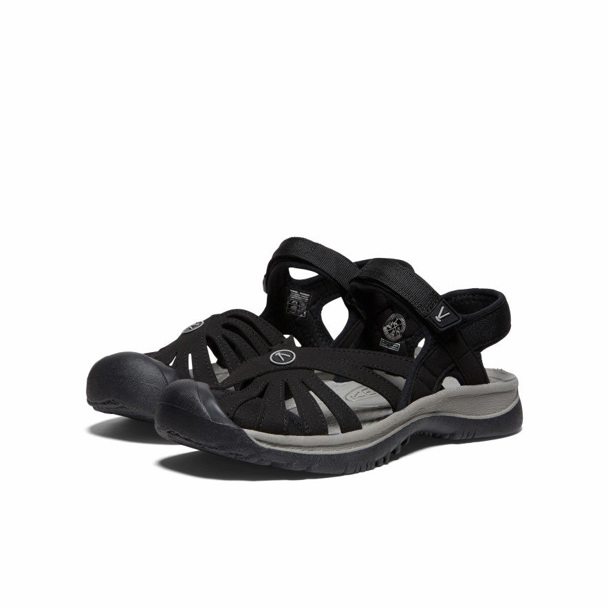 Supportive Women's Rose Sandal  |  Black/Neutral Gray