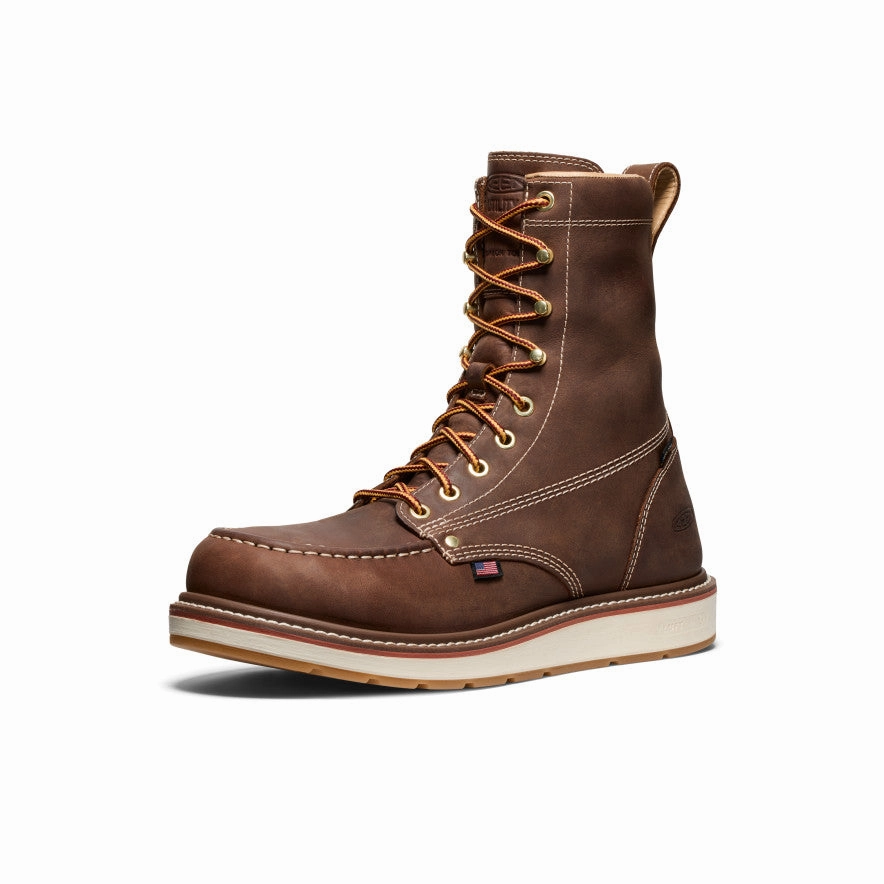 Men's Liberty 8" Waterproof Boot (Carbon Toe)  |  Chestnut/Gum Lace Up Fur Trim