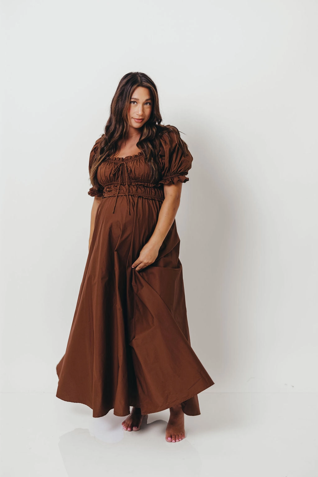 Minimalist Layering Sydnee Cotton Maxi Dress in Chocolate Brown - Bump Friendly - Restocking in Nov