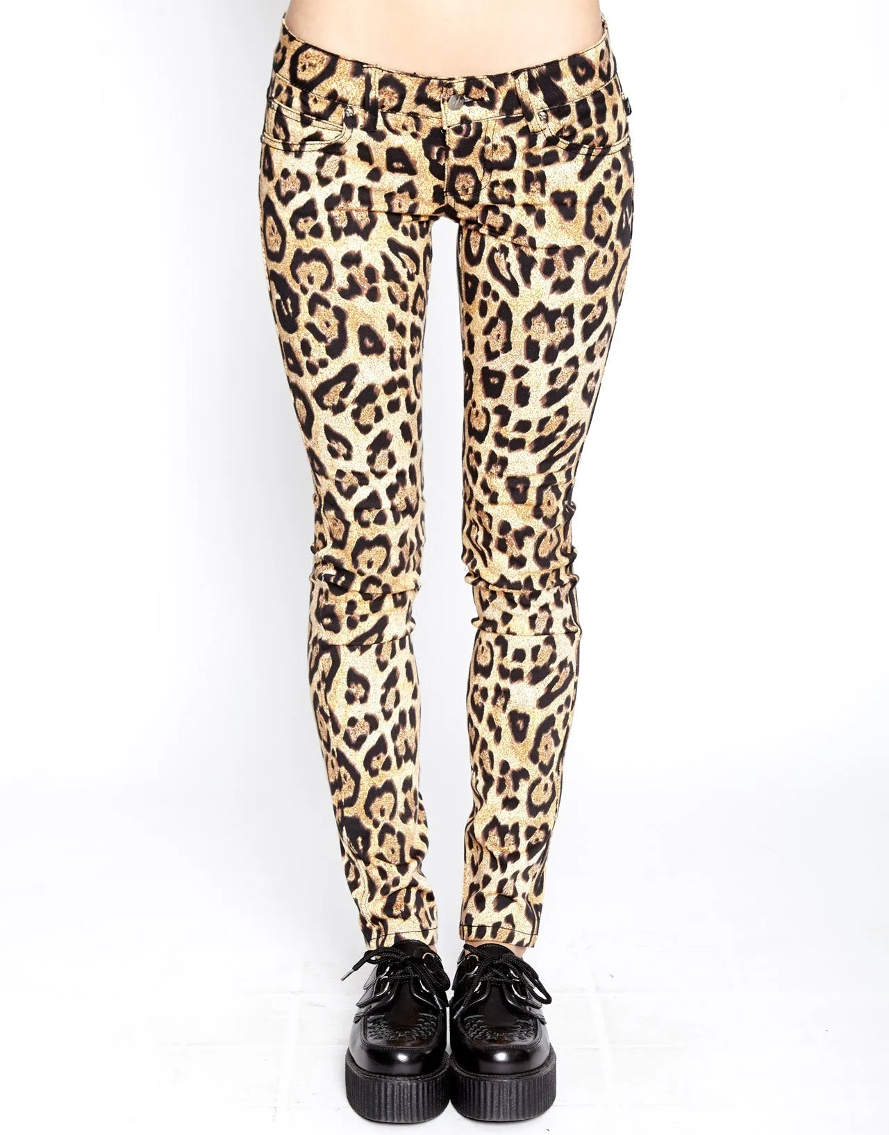 T Back Jeans Leopard Print Functional fashion wear Breathable mesh lining