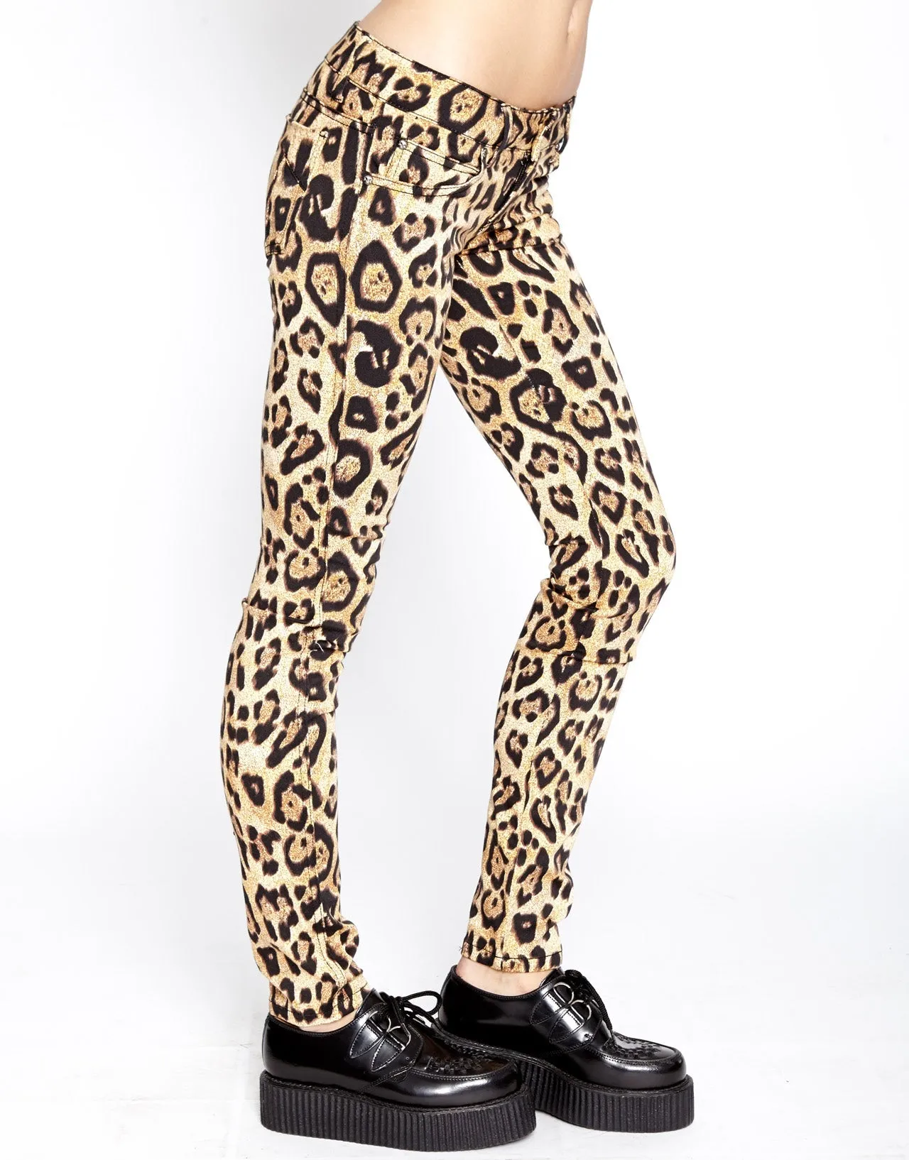 Daily Style Comfy Feel T Back Jeans Leopard Print