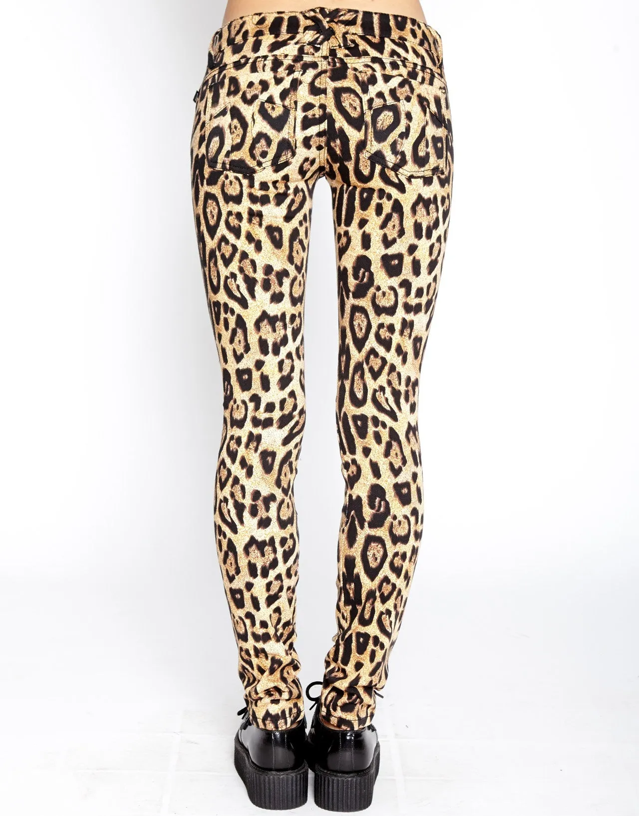 T Back Jeans Leopard Print Non Binding Cuffs Full Coverage
