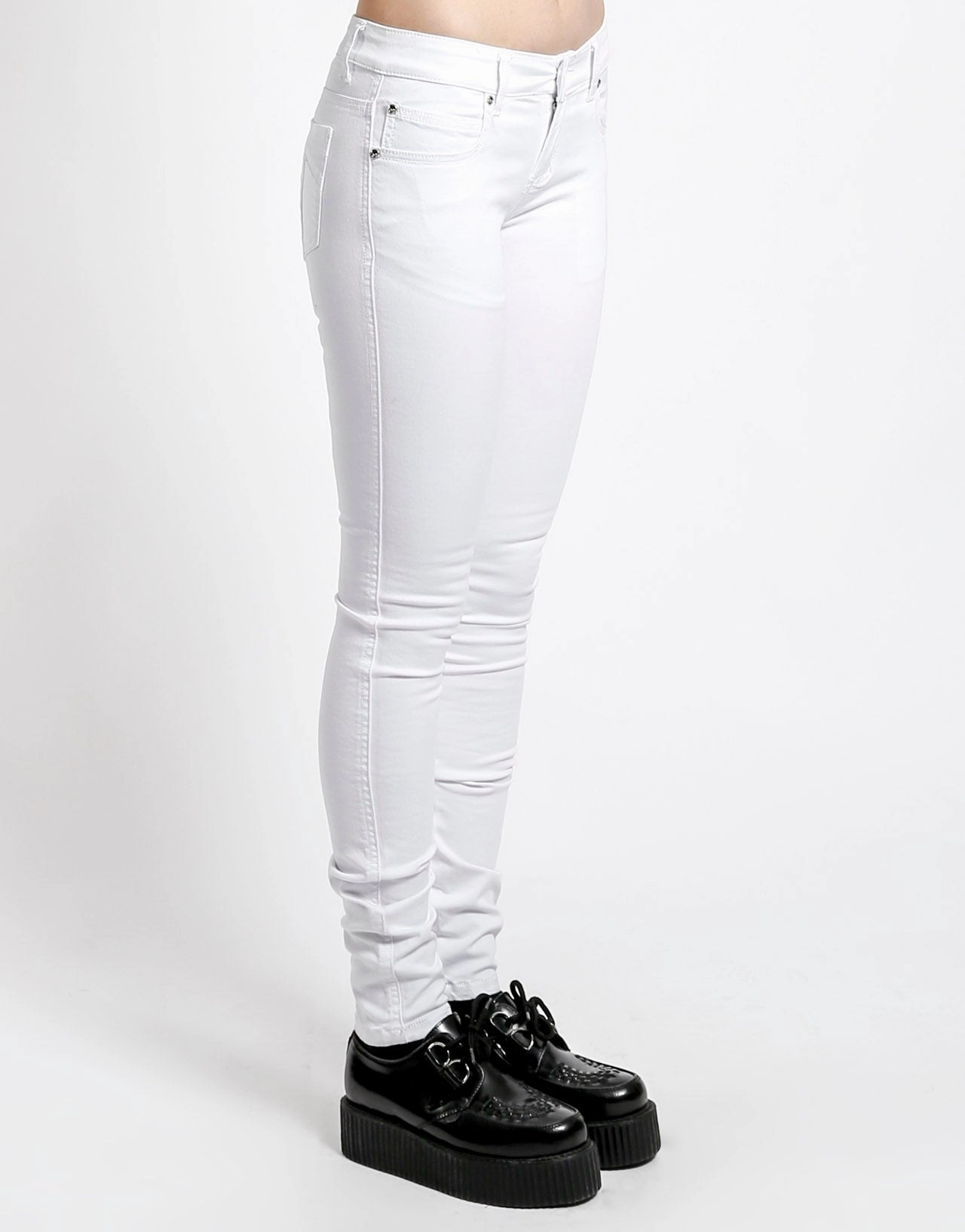 Street Style Quality Basic T Back Jeans WHITE