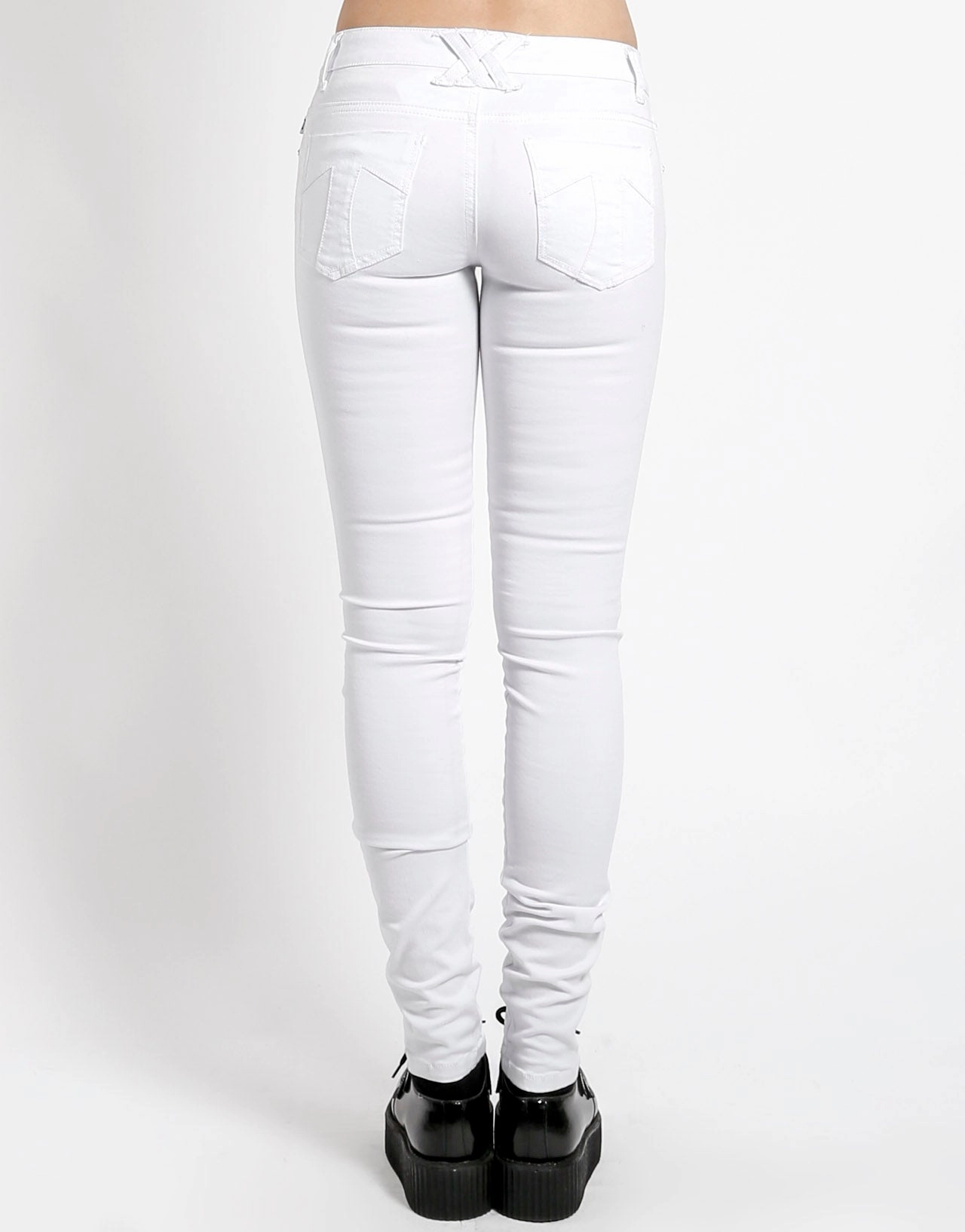 Tear Resistant Denim T Back Jeans WHITE
