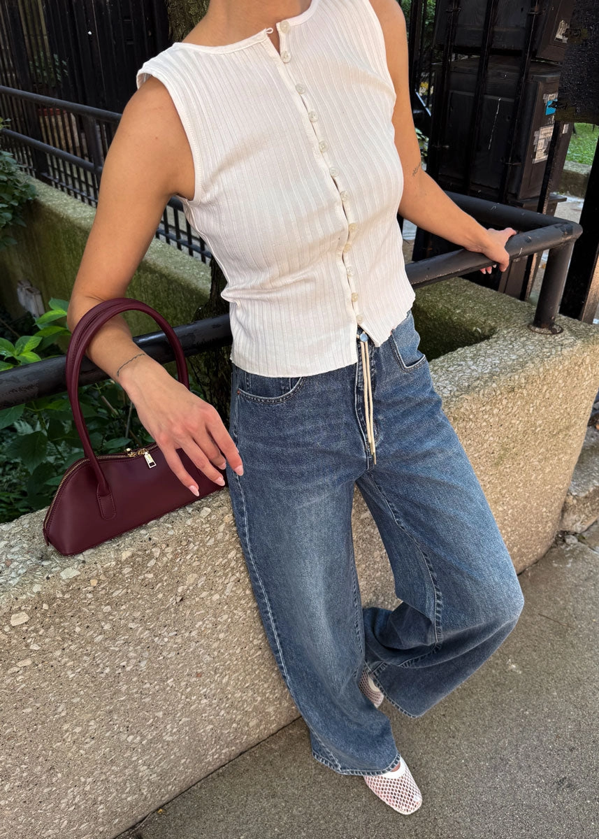 Non Irritating Tags Madison Mid-Rise Wide Leg - Vintage Blue