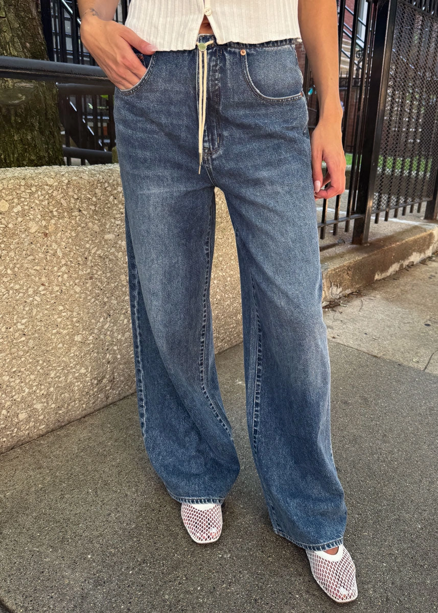 Madison Mid-Rise Wide Leg - Vintage Blue Convertible legs Cozy Feel