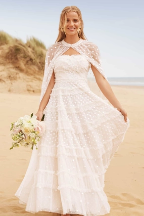 Dot Shimmer Open Midaxi Cape Soft and Stylish