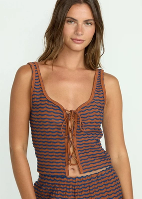 Sun Protection Fabric Fitted Tank Hot Tides Knit Tie Tank - Sedona