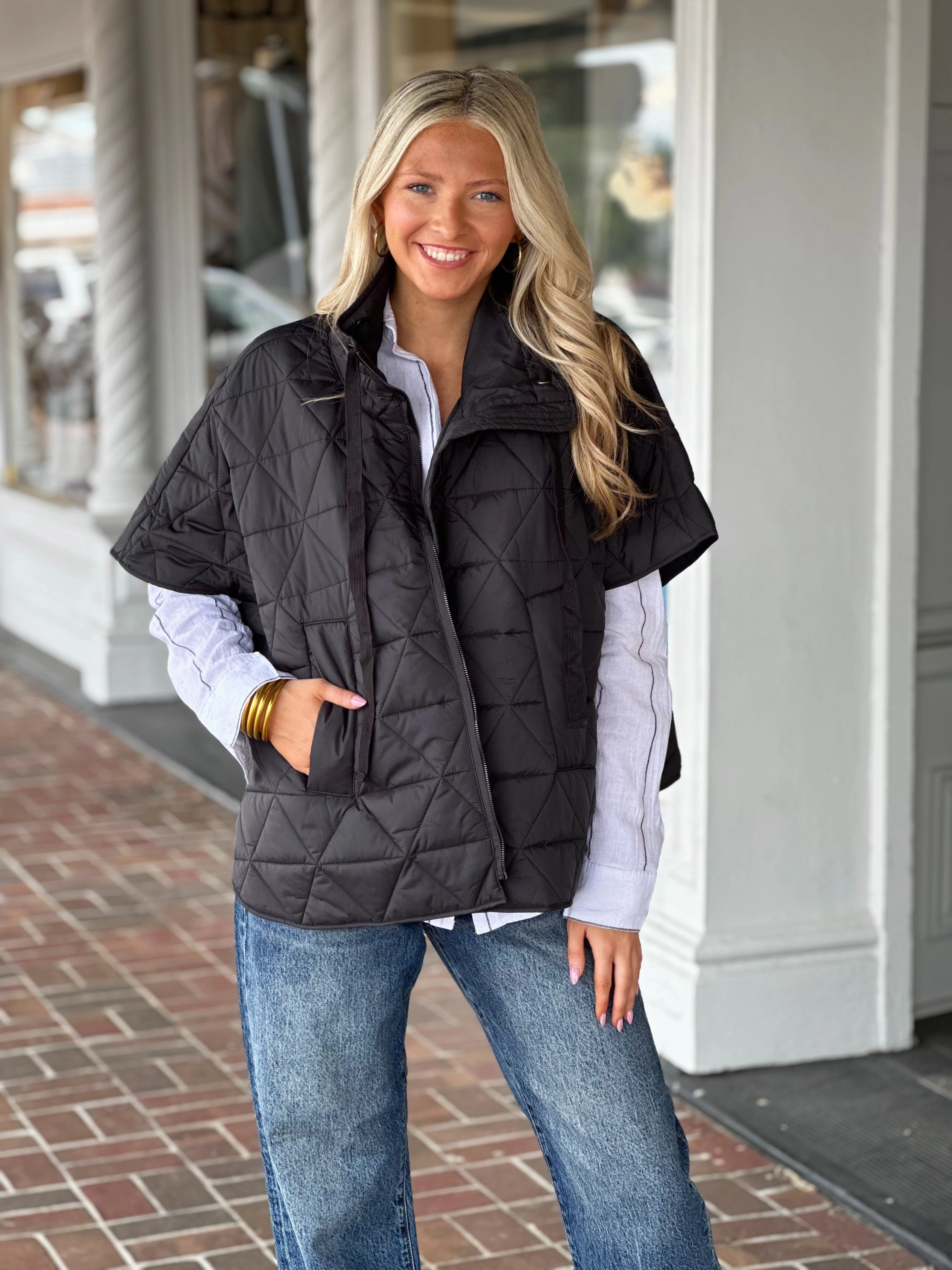 Jamel Puffer Sweater in Black Touchscreen Compatible Cuffs High Visibility Trims