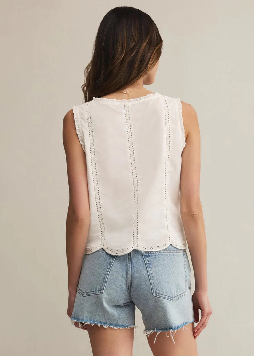Tomi Embroidered Tank - White Casual Button-Down