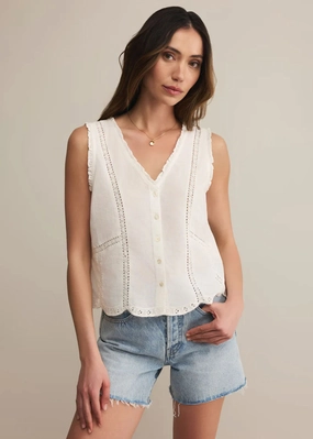 CollapsibleFrame Tomi Embroidered Tank - White