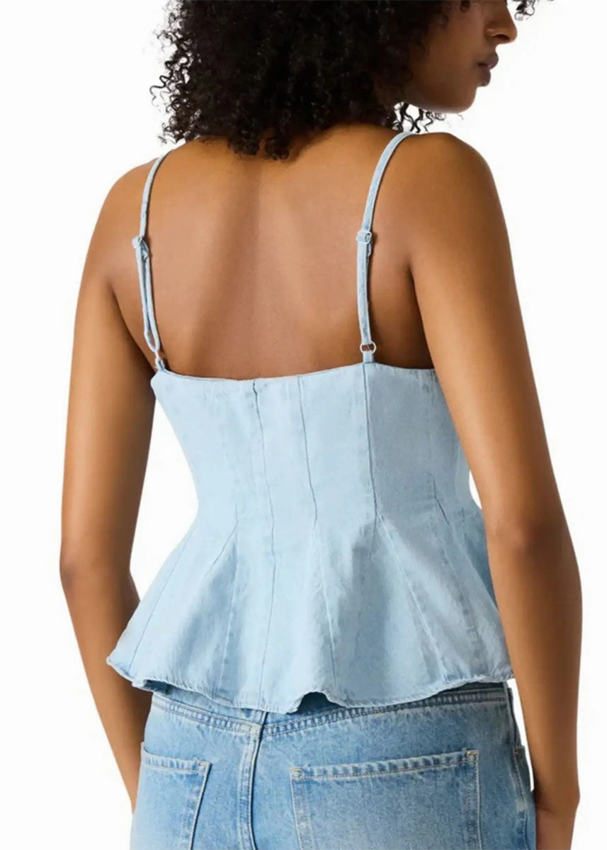 Demi Peplum Top - Sea Blue Simple Style AllDay Comfort