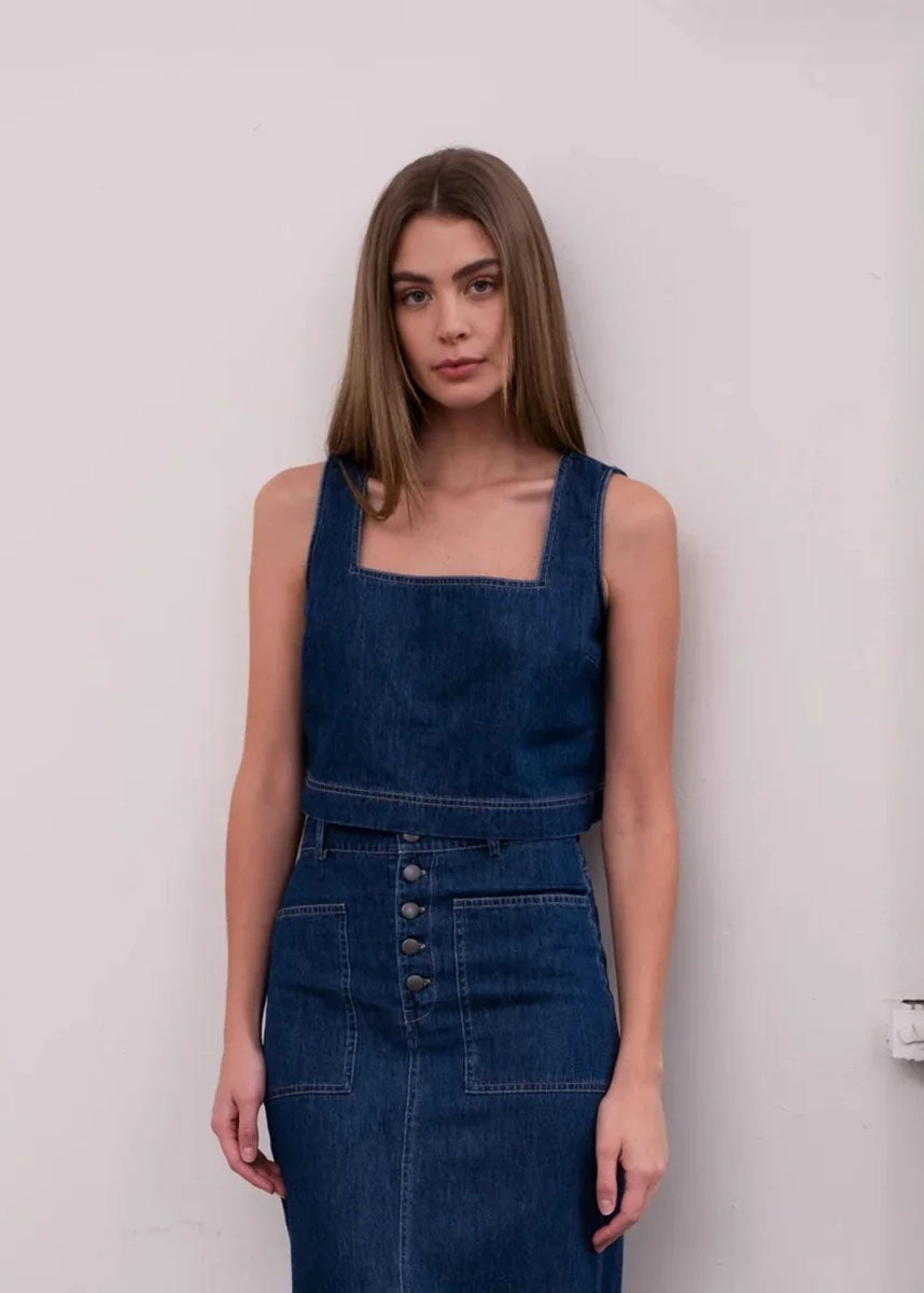 Tennessee Crop Top - Denim retro look